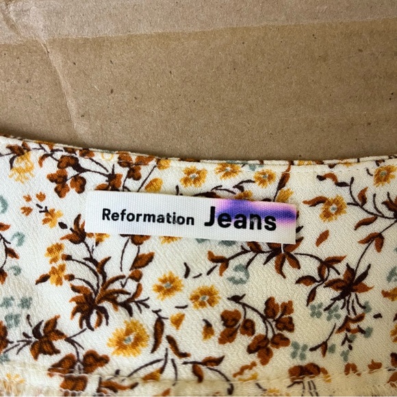 Reformation Jeans Square Neck Floral Tie Waist Dress - Picture 7 of 8